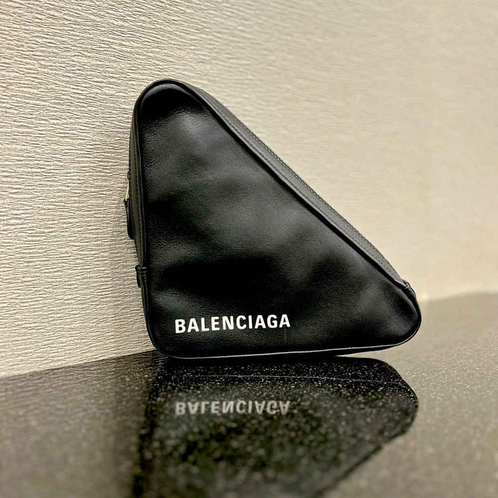Balenciaga calfskin M triangle pouch